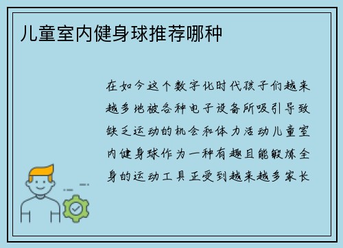 儿童室内健身球推荐哪种